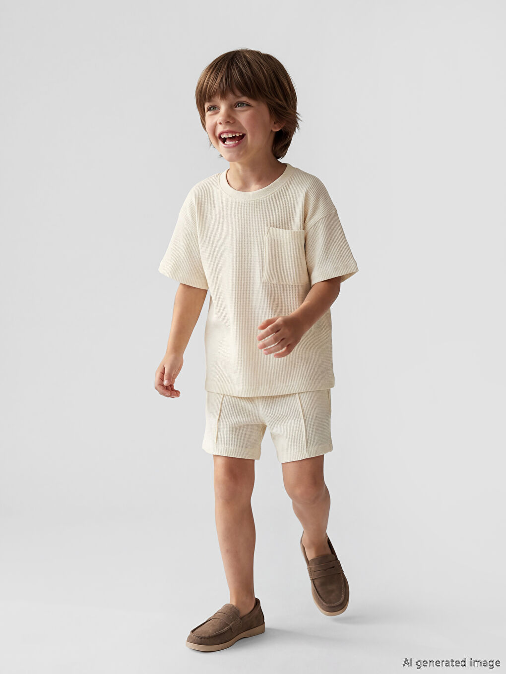 Boys' Waffle T-Shirt and Shorts with Pocket
