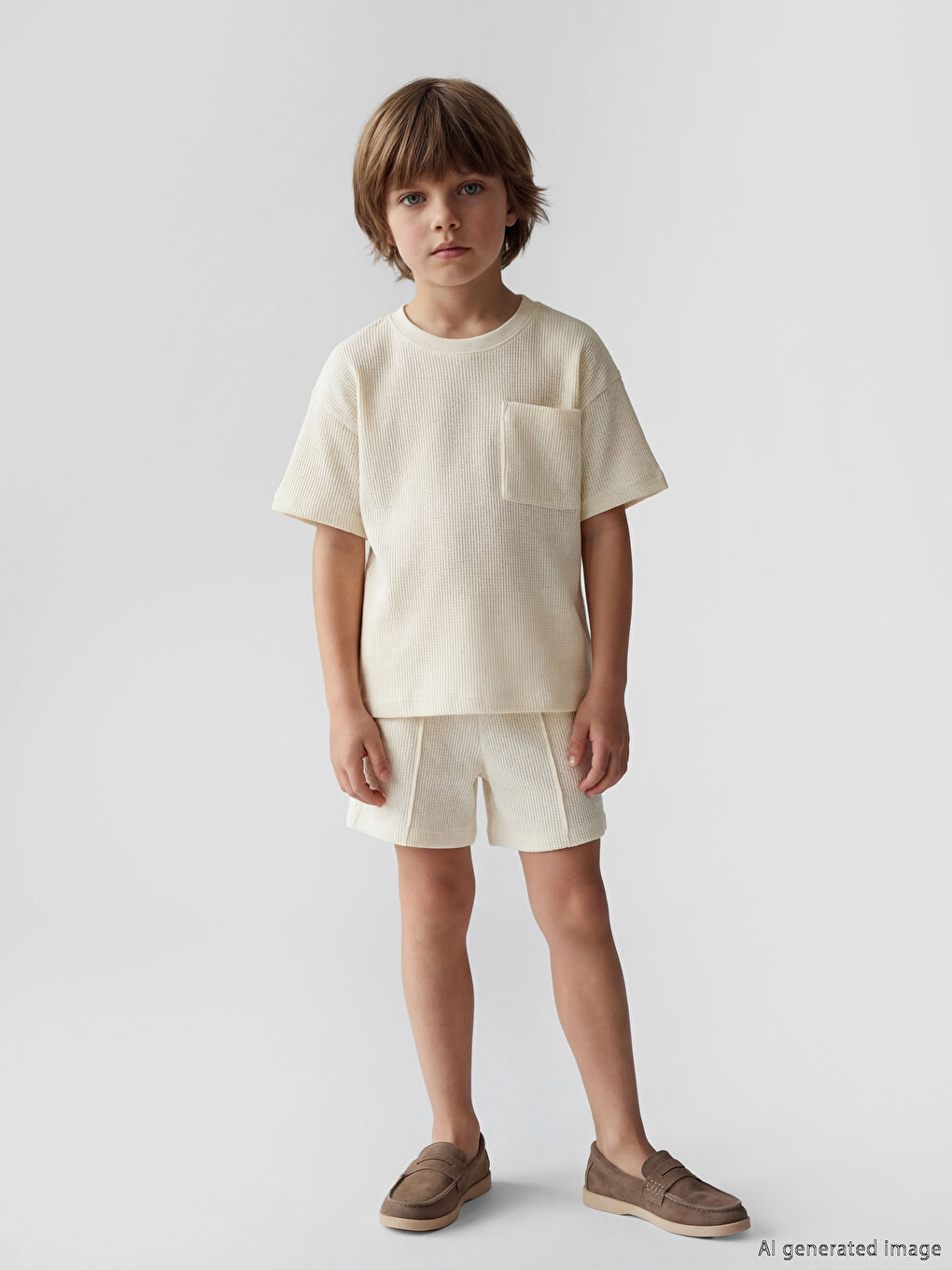 Boys' Waffle T-Shirt and Shorts with Pocket-1