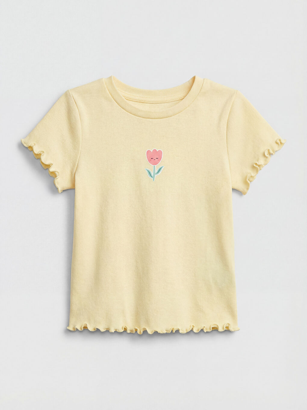 Sarı Baskılı Kız Bebek Şortlu Takım 2'li-1