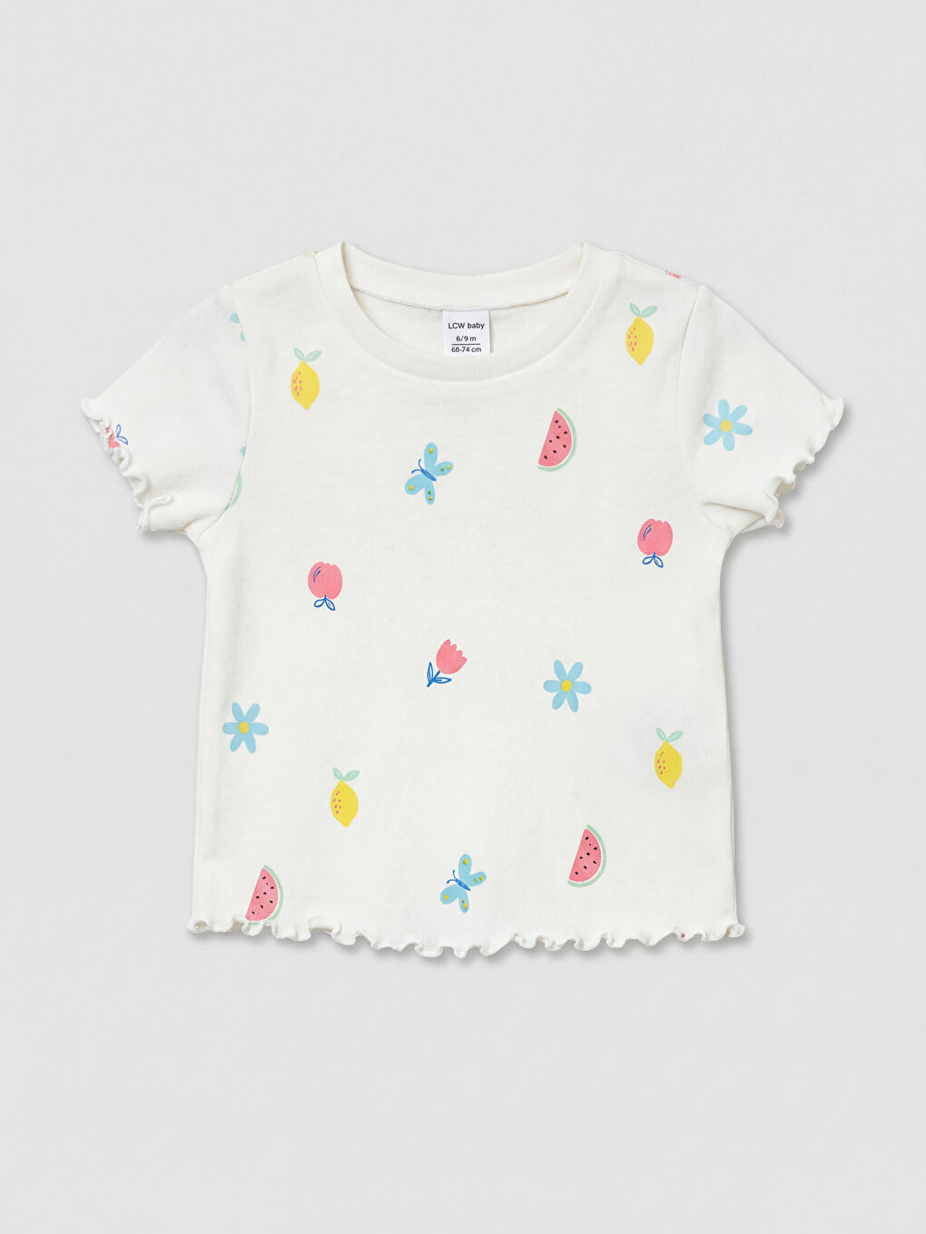 Sarı Baskılı Kız Bebek Şortlu Takım 2'li-5