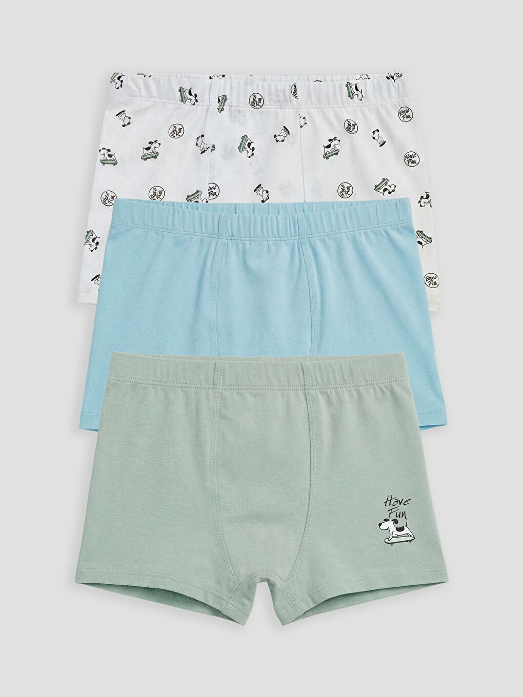 Beyaz Baskılı Erkek Çocuk Boxer 3'lü-1