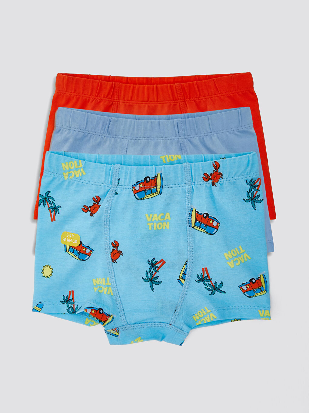 Mavi Baskılı Erkek Çocuk Boxer 3'lü-4