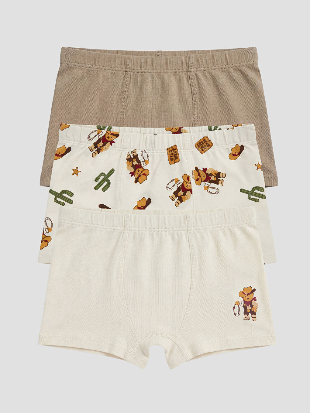 Ekru Erkek Çocuk Boxer 3'lü-1