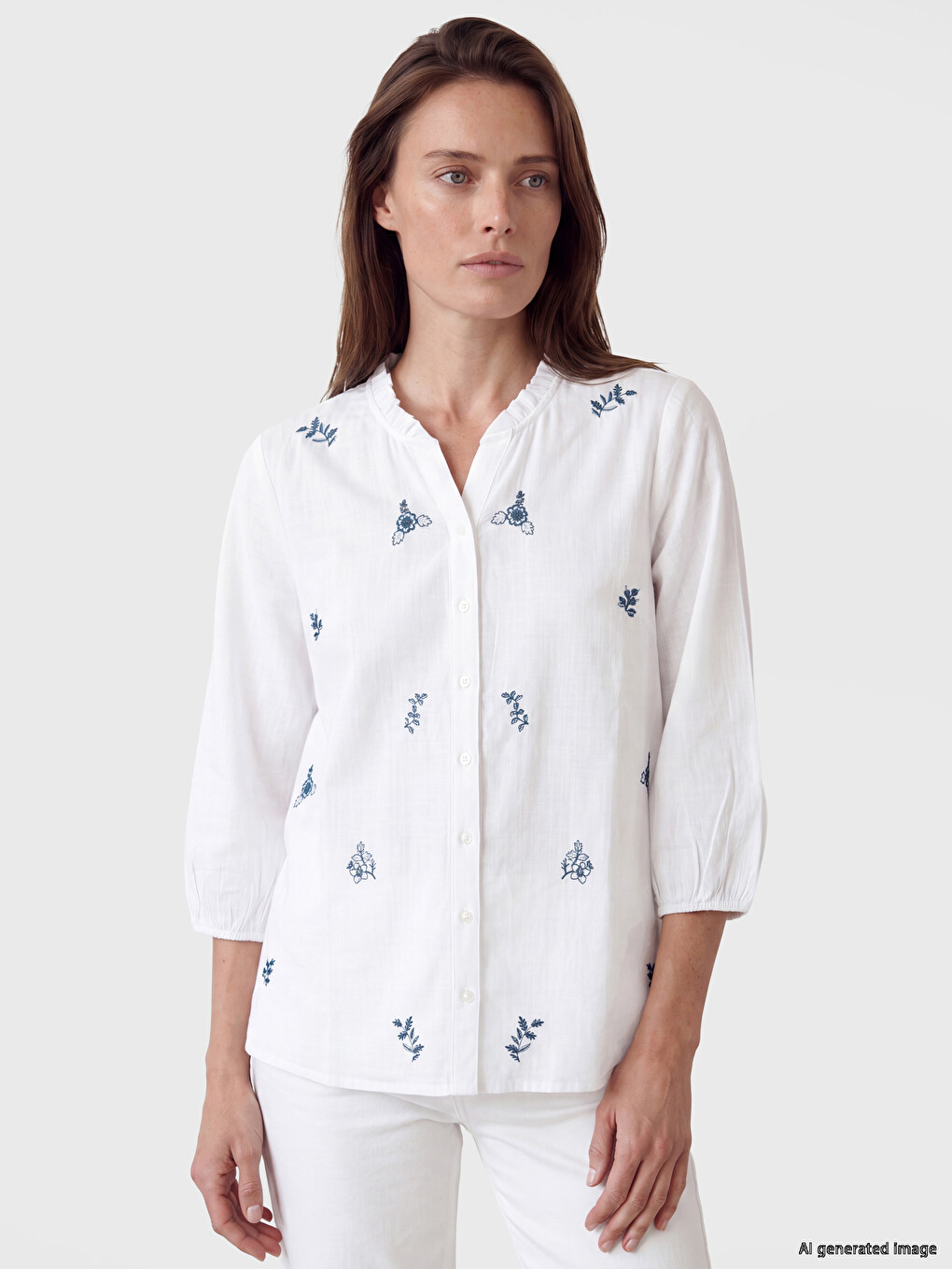 Notch Neck Floral Women's Shirt