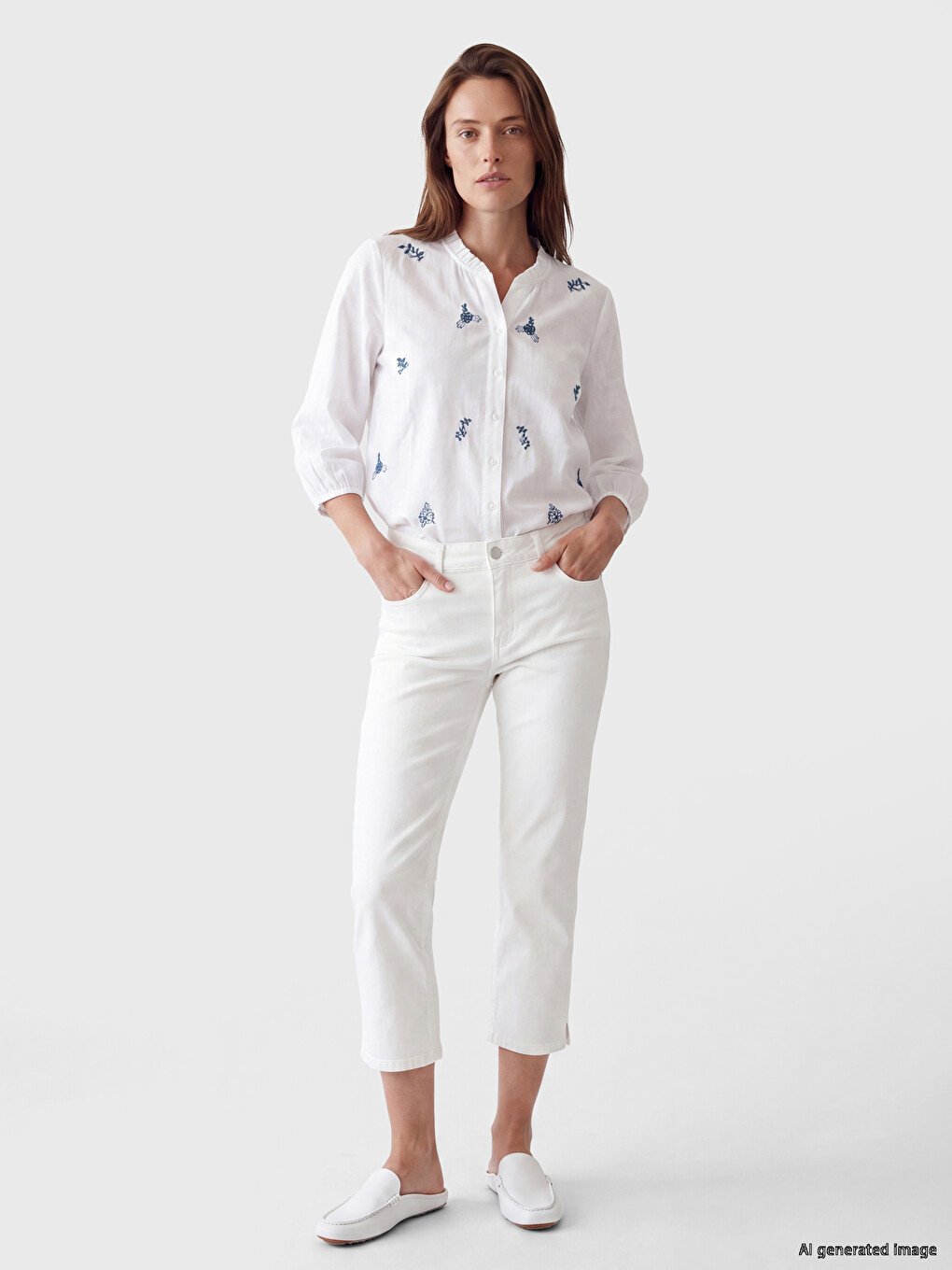 Notch Neck Floral Women's Shirt-1