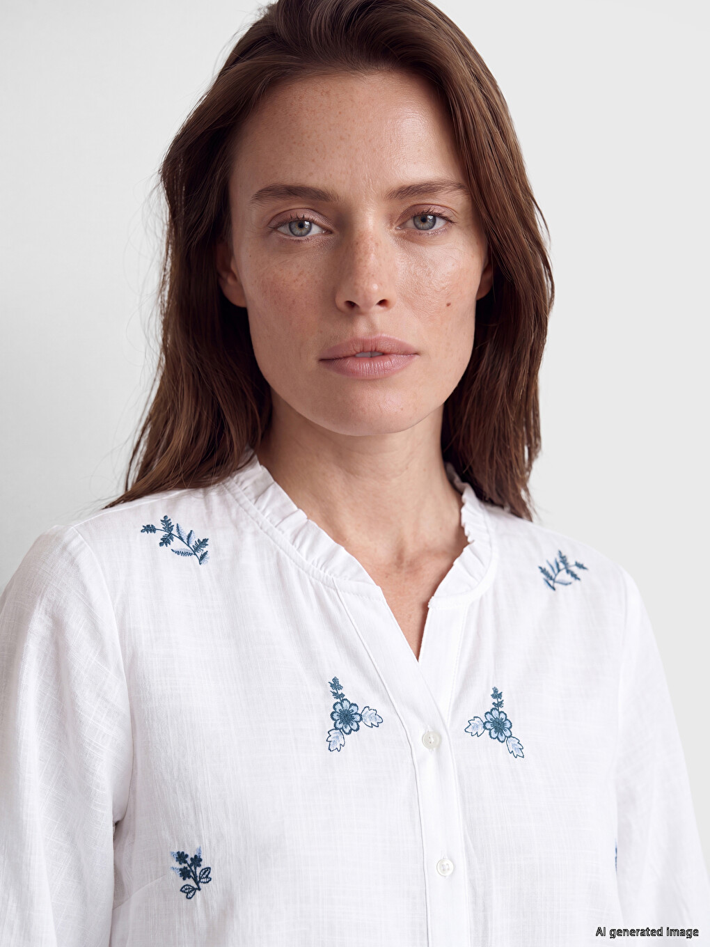 Notch Neck Floral Women's Shirt-2