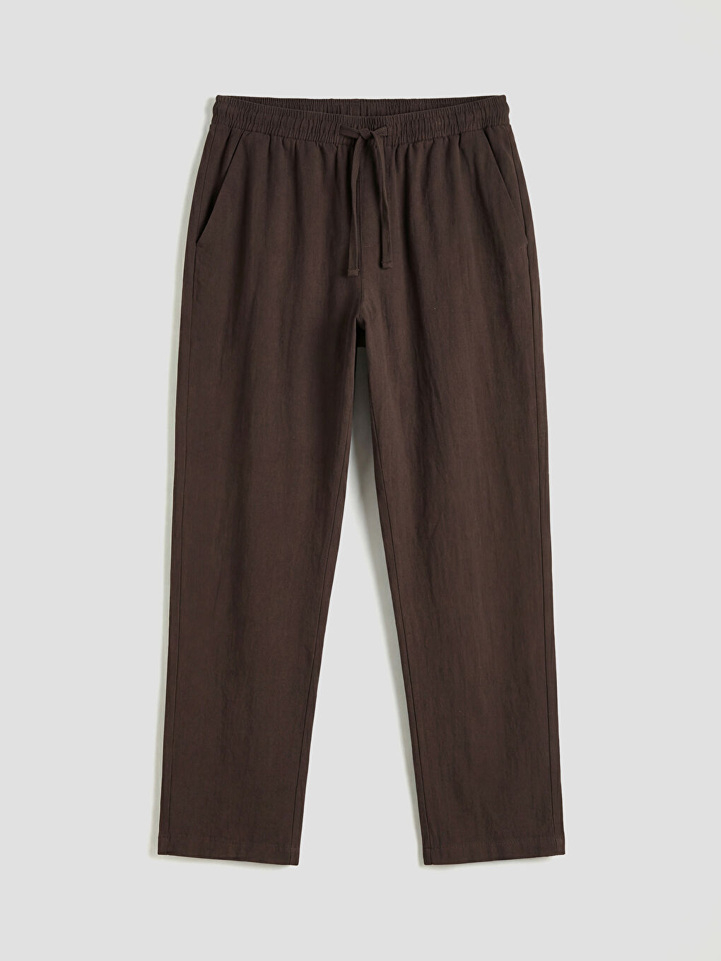 Regular Fit Linen-Look Men's Trousers-4