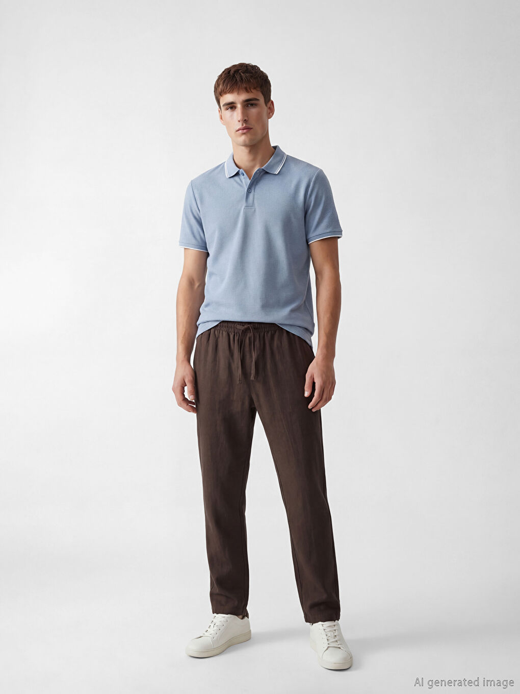 Regular Fit Linen-Look Men's Trousers