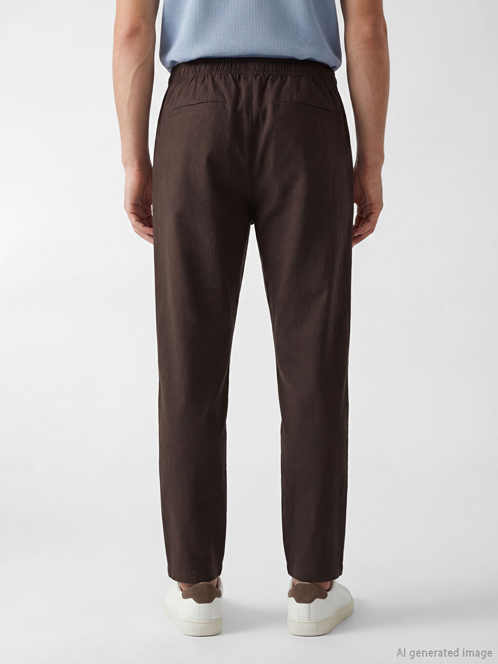 Regular Fit Linen-Look Men's Trousers-3