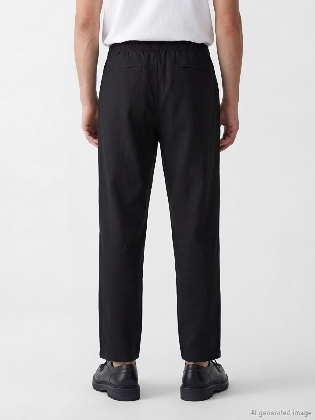 Regular Fit Linen-Look Men's Trousers-3