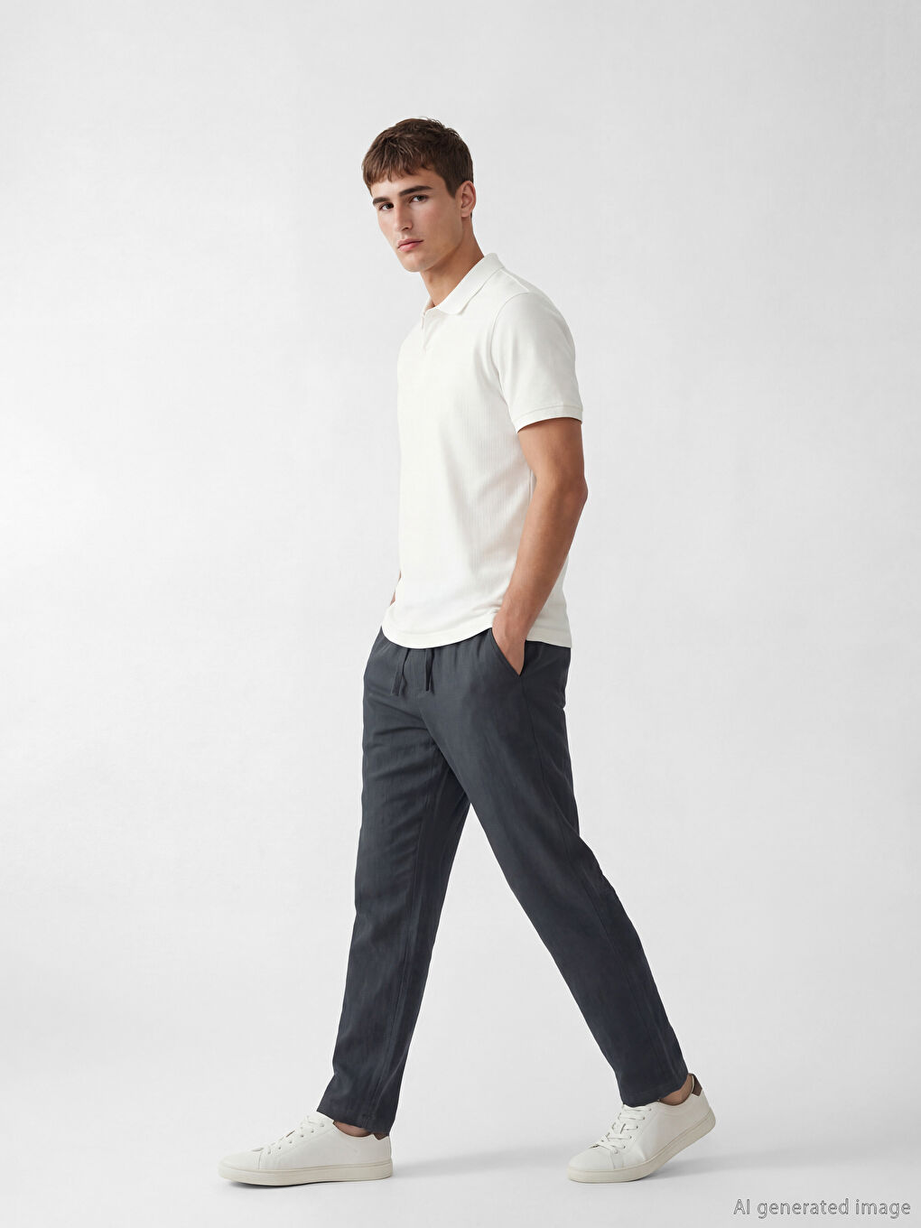Regular Fit Linen-Look Men's Trousers