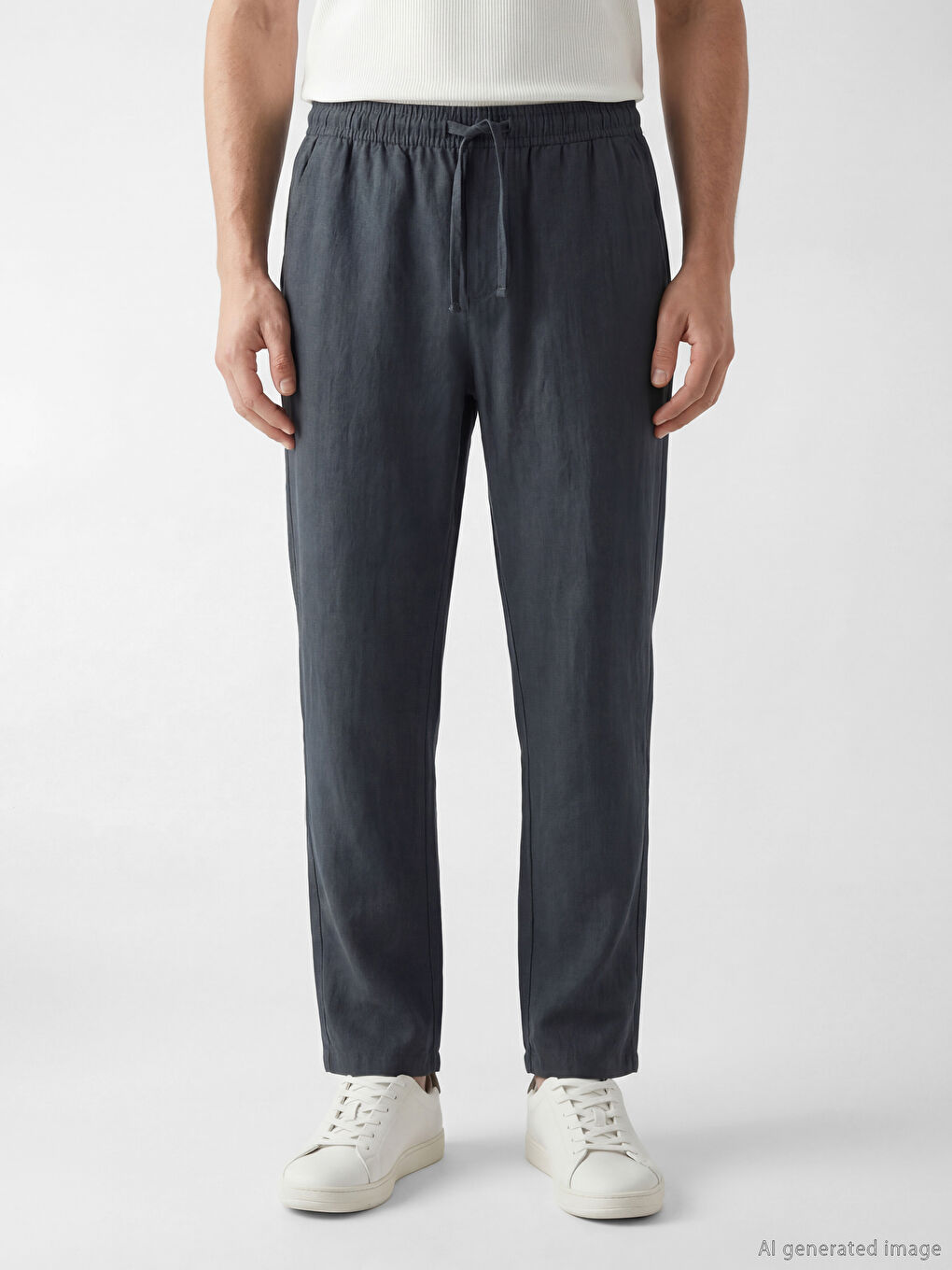 Regular Fit Linen-Look Men's Trousers-1