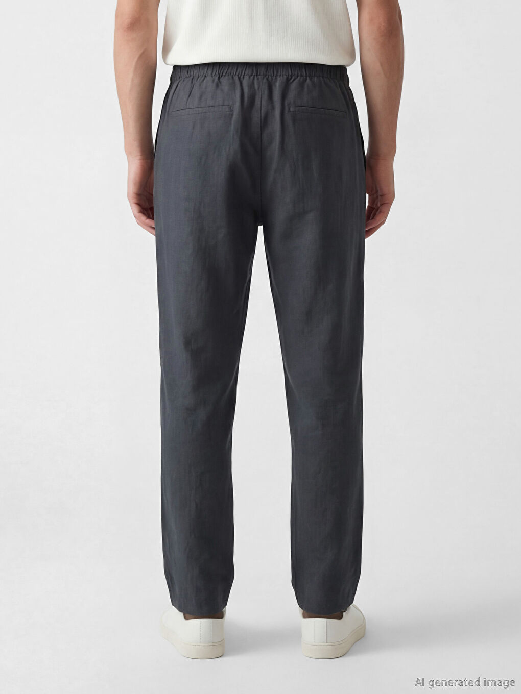 Regular Fit Linen-Look Men's Trousers-3