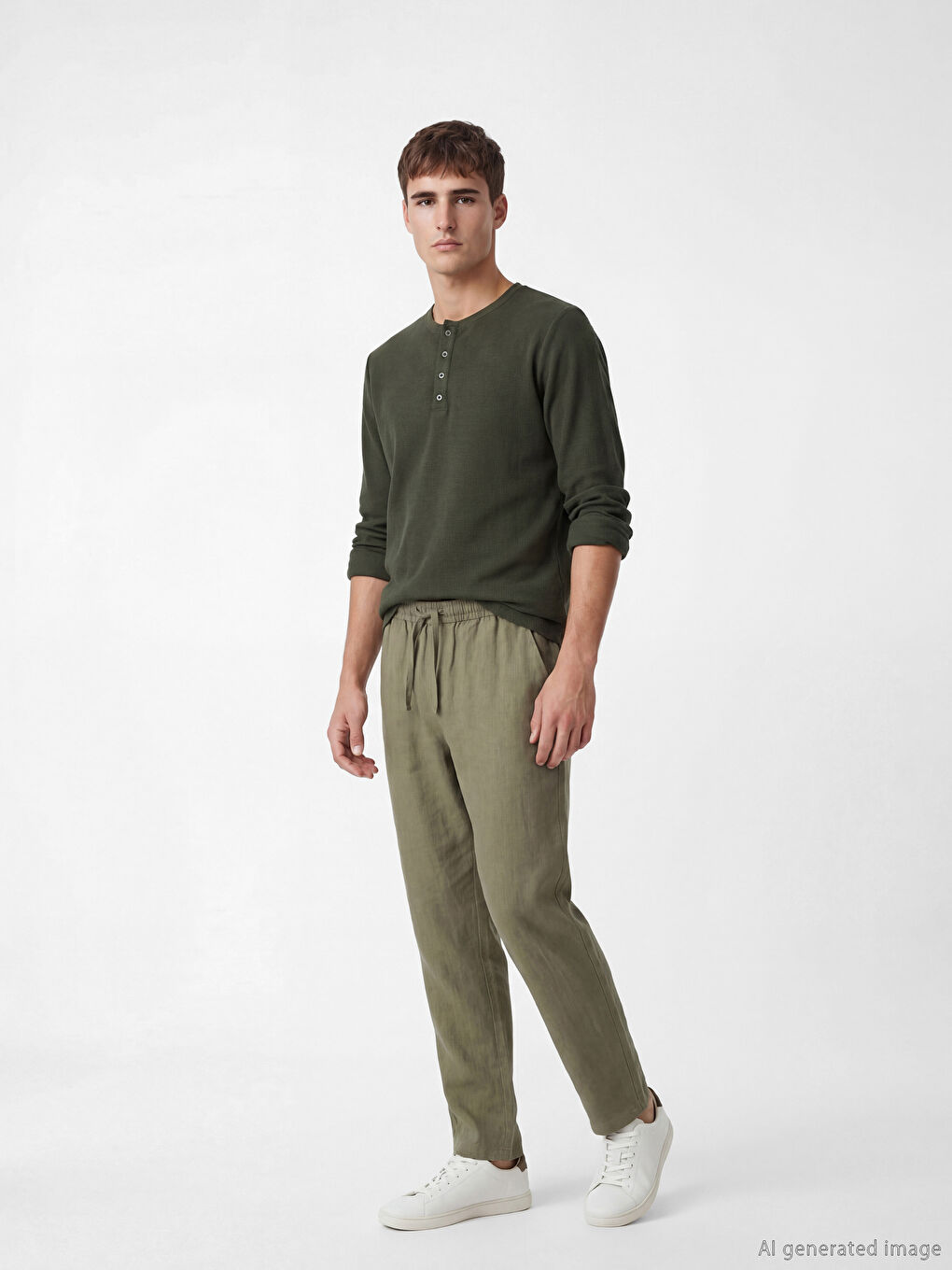 Regular Fit Linen-Look Men's Trousers