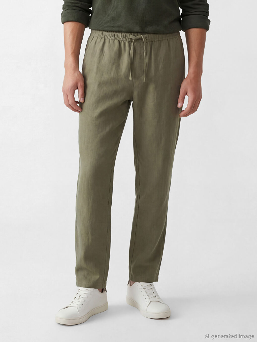 Regular Fit Linen-Look Men's Trousers-1
