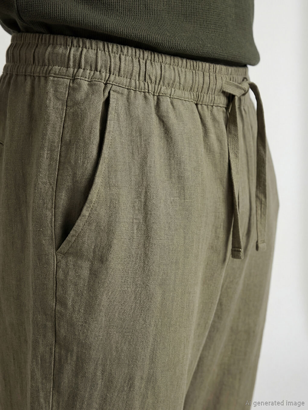 Regular Fit Linen-Look Men's Trousers-2