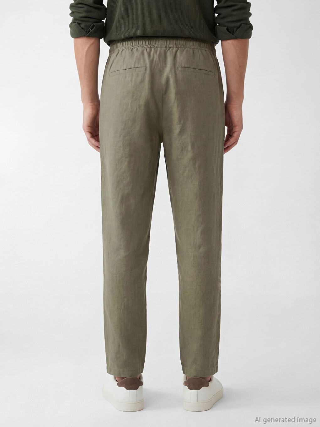 Regular Fit Linen-Look Men's Trousers-3