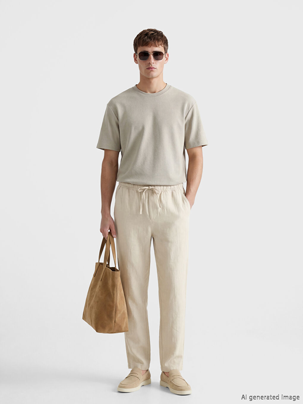 Regular Fit Linen-Look Men's Trousers