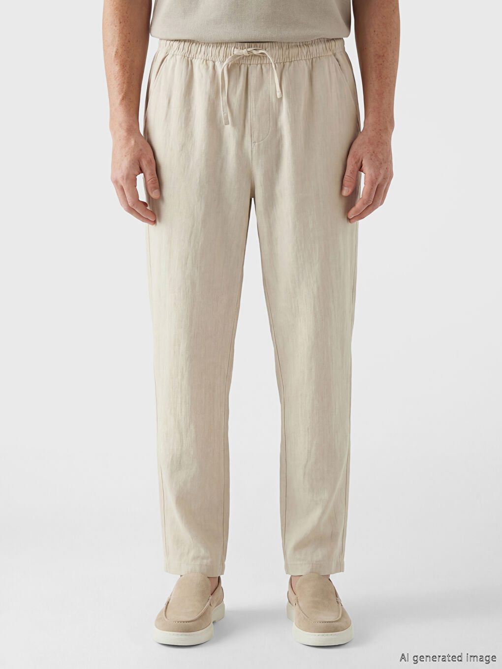 Regular Fit Linen-Look Men's Trousers-1