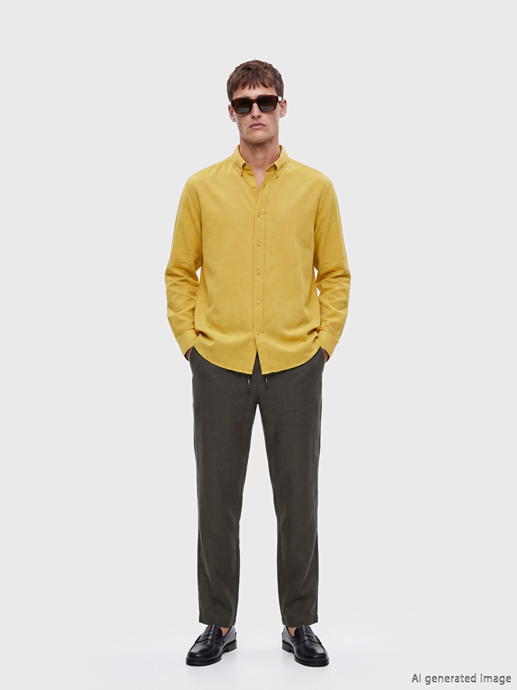 Regular Fit Linen-look Men's Trousers