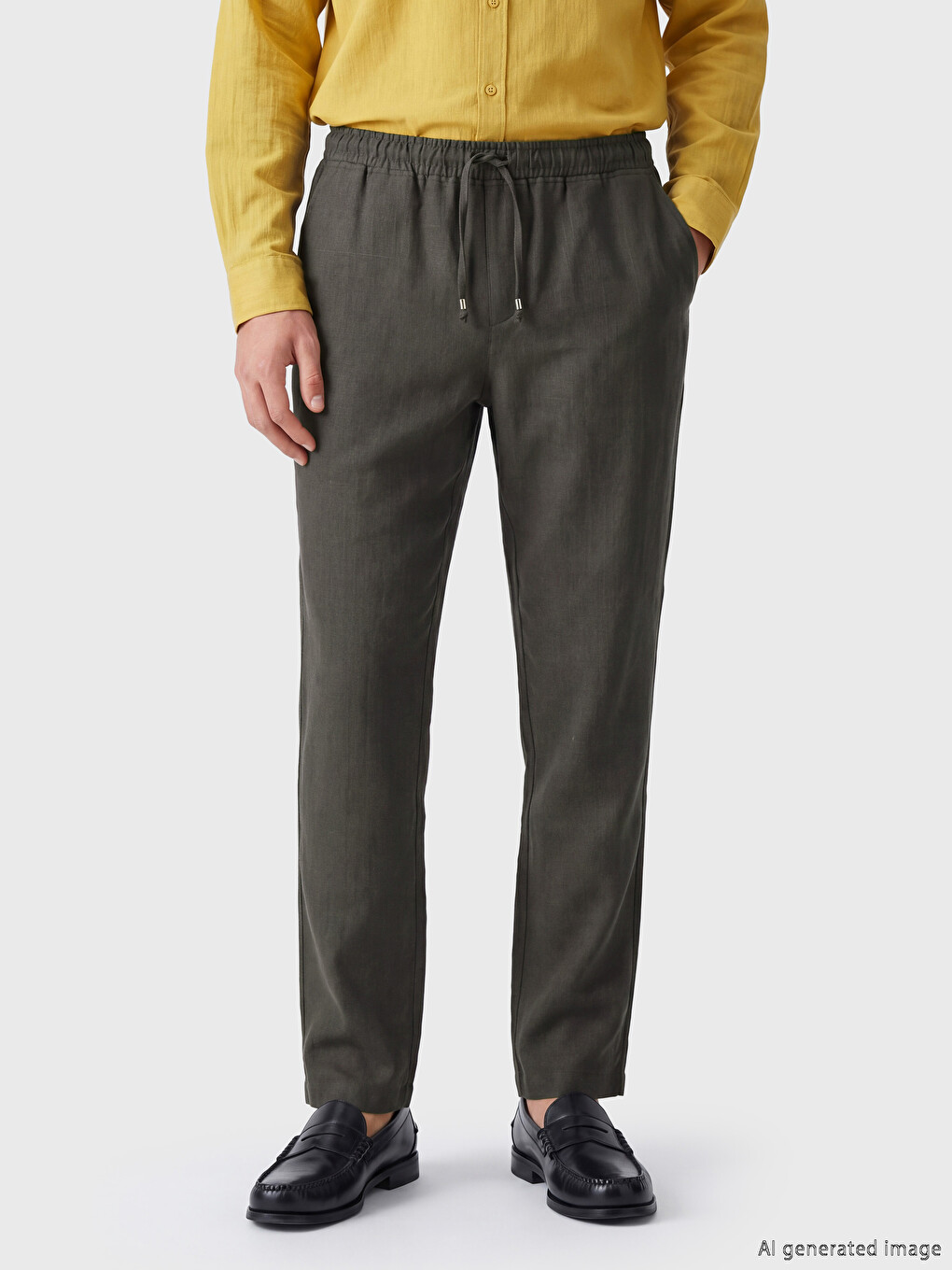 Regular Fit Linen-look Men's Trousers-1
