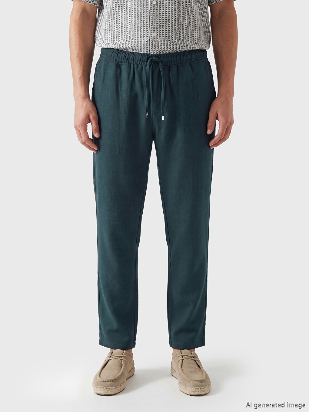 Regular Fit Linen-look Men's Trousers-1