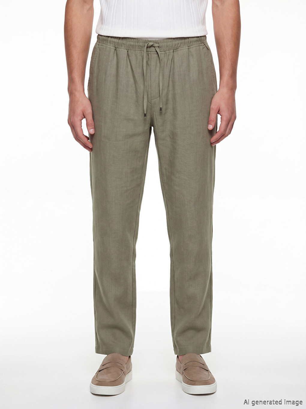 Regular Fit Linen-look Men's Trousers-1