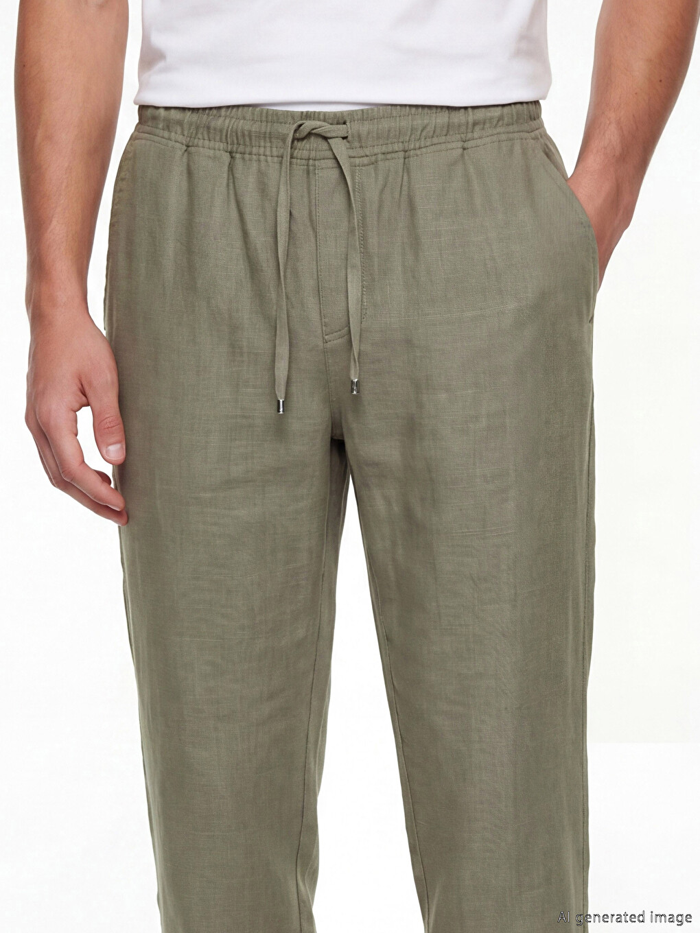 Regular Fit Linen-look Men's Trousers-2