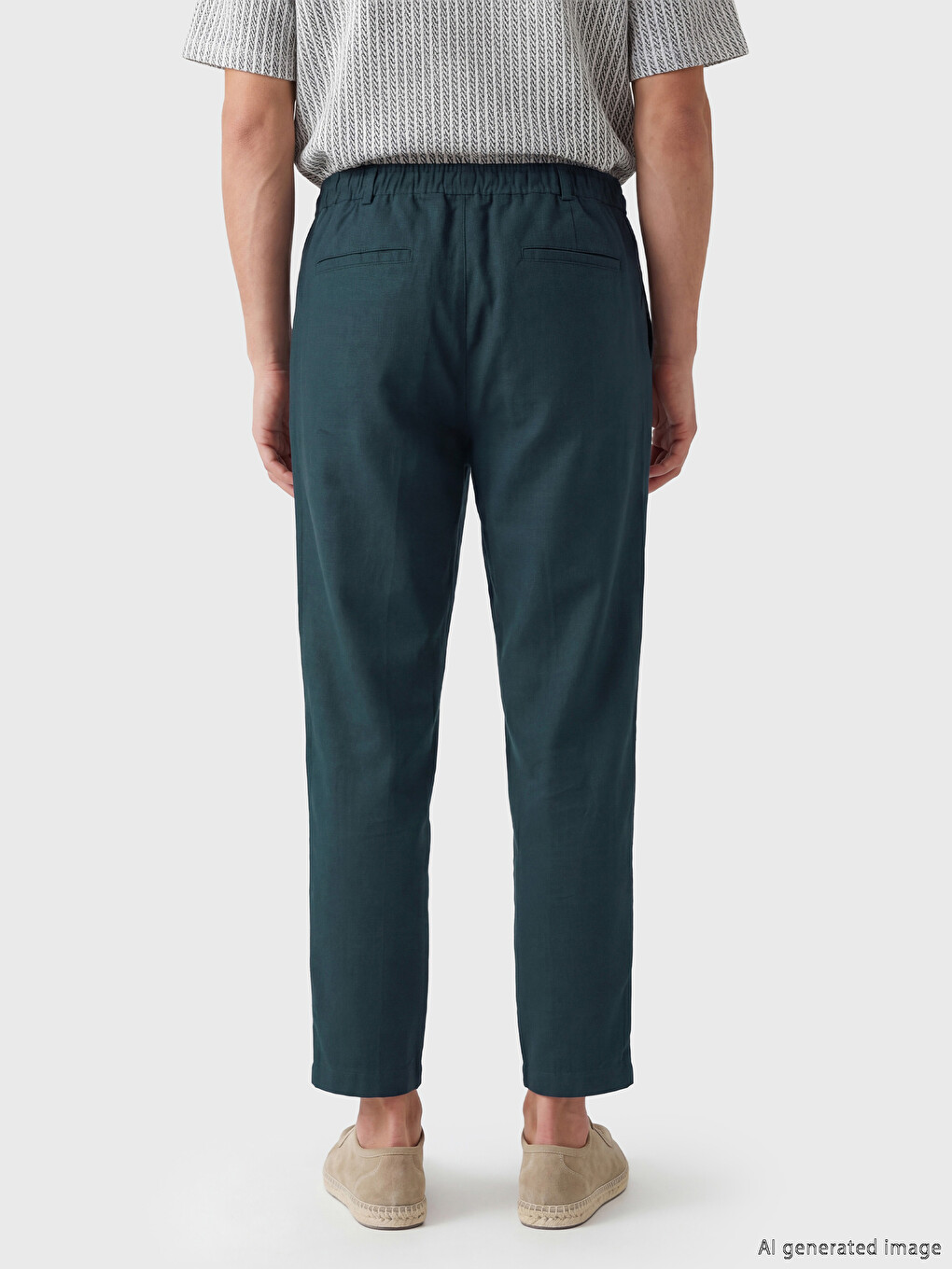 Regular Fit Linen-look Men's Trousers-3