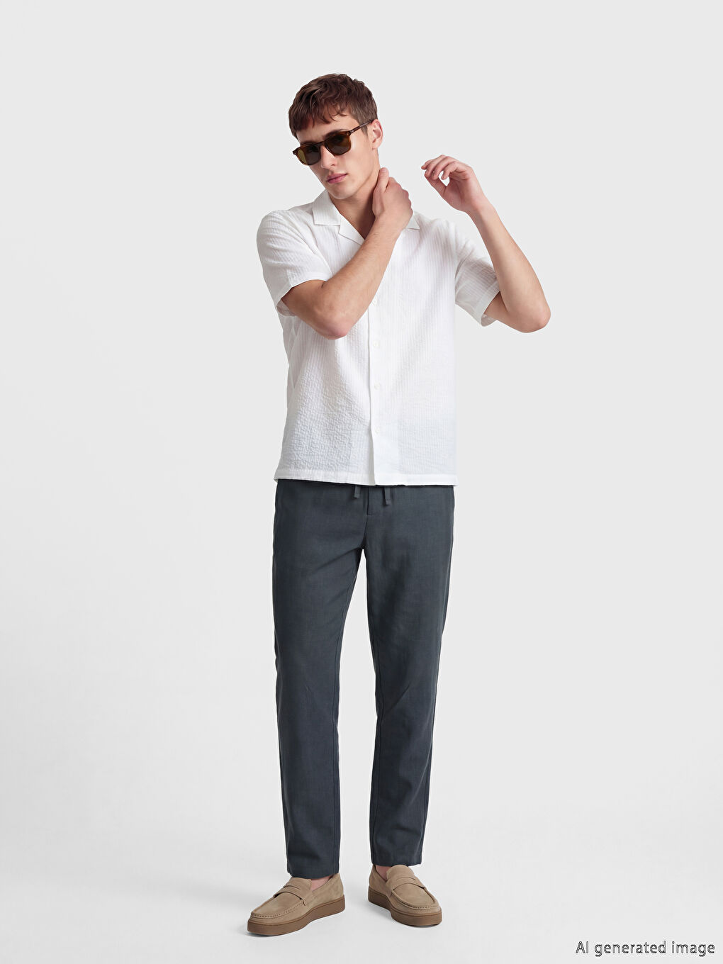 Regular Fit Dobby Fabric Men's Trousers