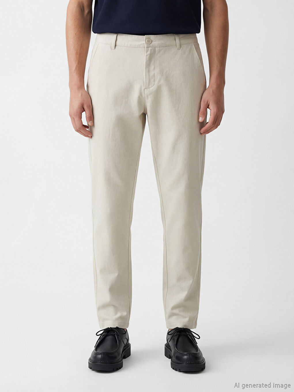 Мъжки панталон с тънък силует от габардин-1