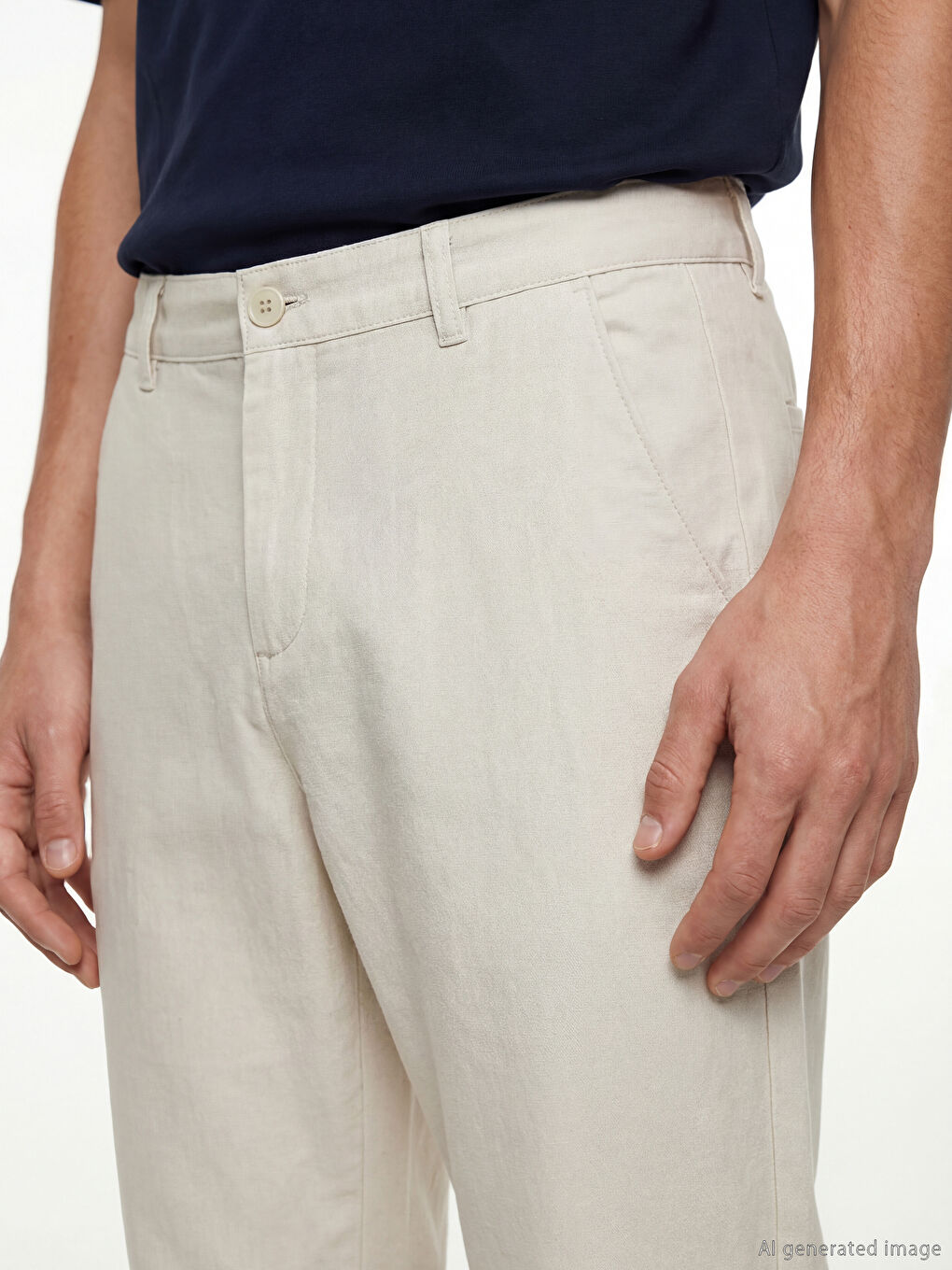 Мъжки панталон с тънък силует от габардин-2