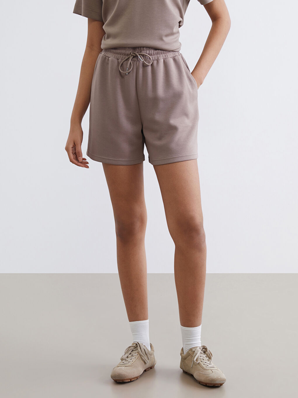 Beli Lastikli Soft Touch Kadın Şort-1