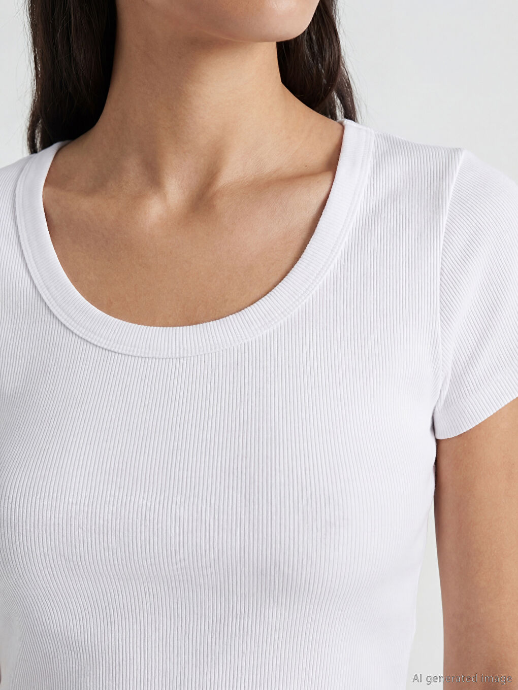 U Neck Ribbed Women's Crop Top-2