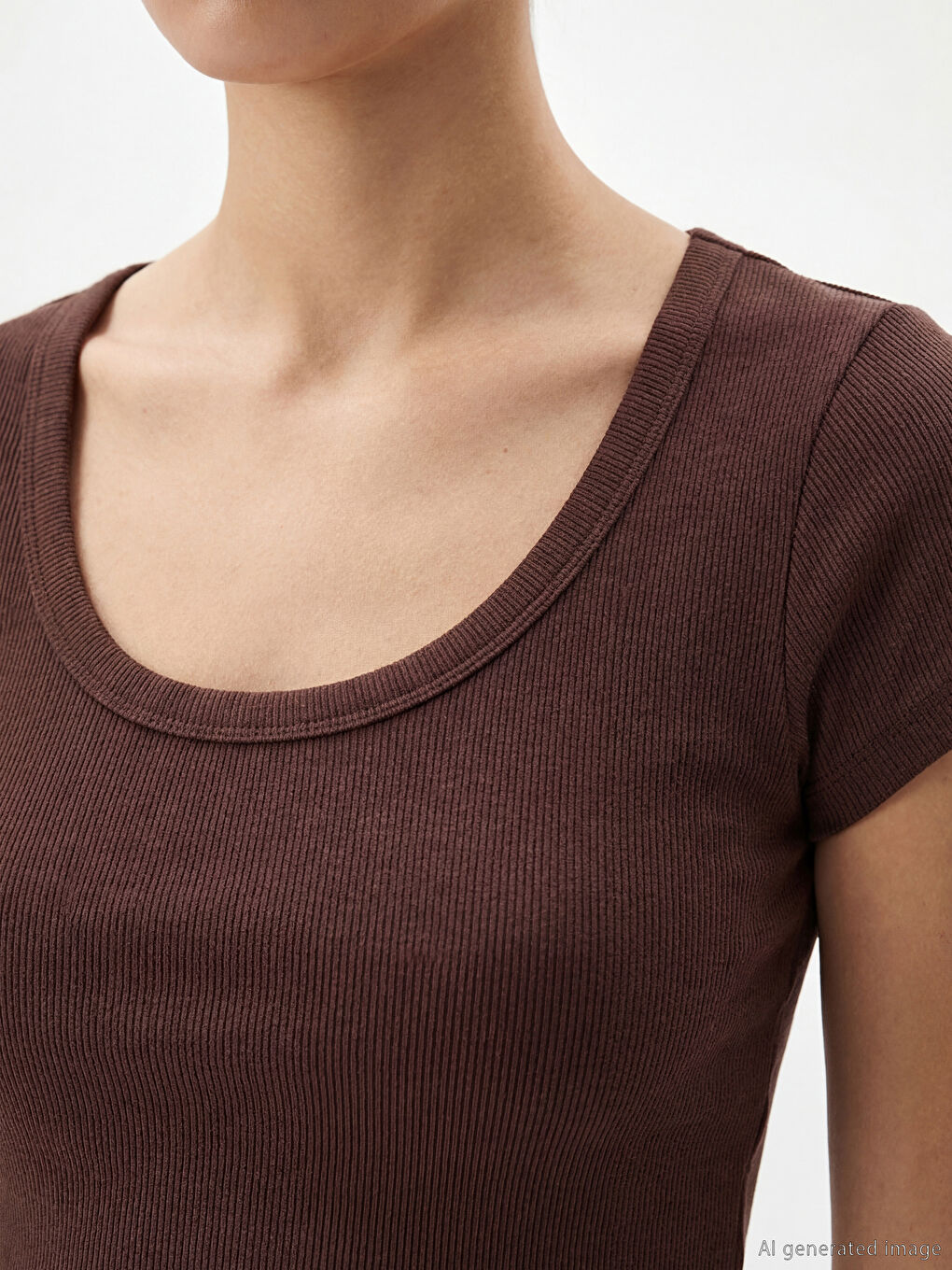 U Neck Ribbed Women's Crop Top-2