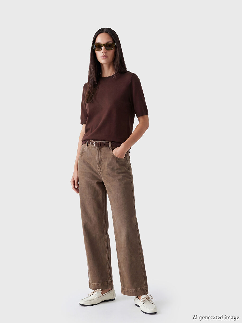 дөңгелек жағалы әйелдер трикотаж жемпірі-1