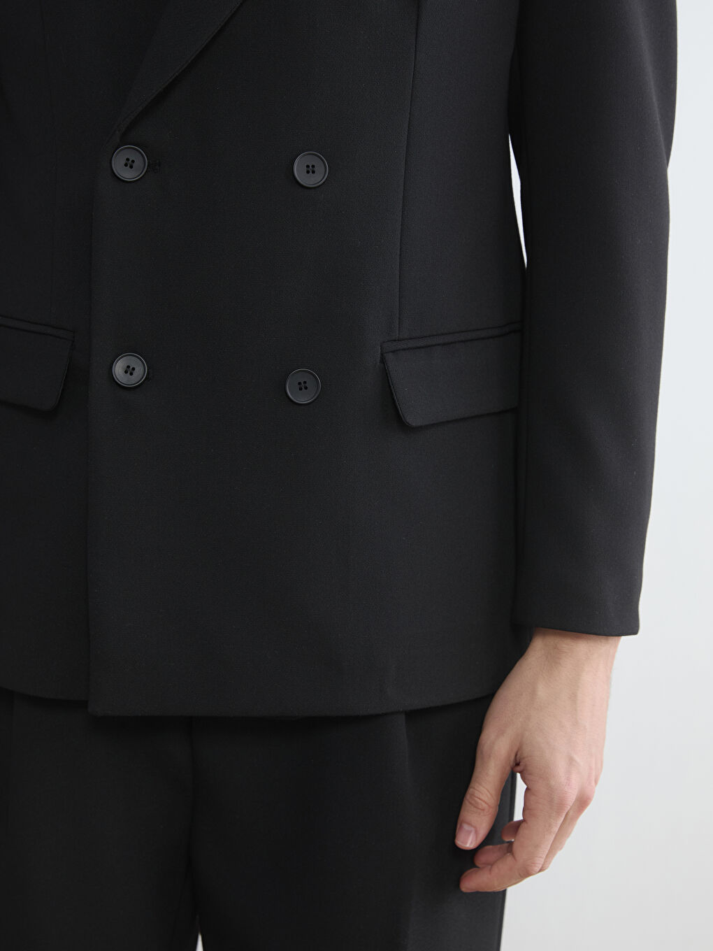 Siyah Standart Kalıp Erkek Blazer Ceket-2