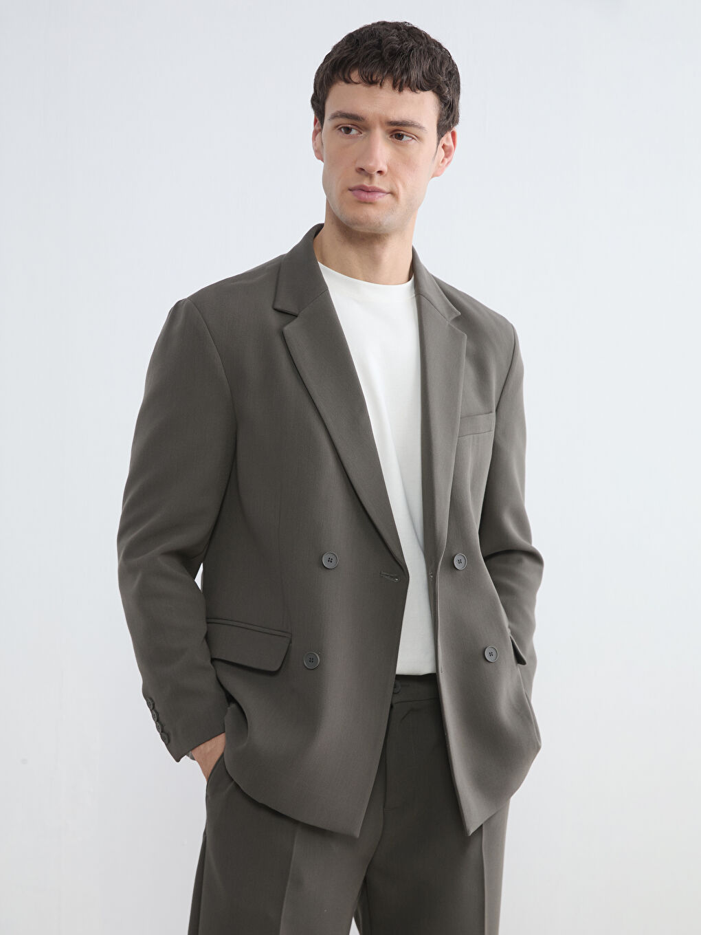 Haki Standart Kalıp Erkek Blazer Ceket