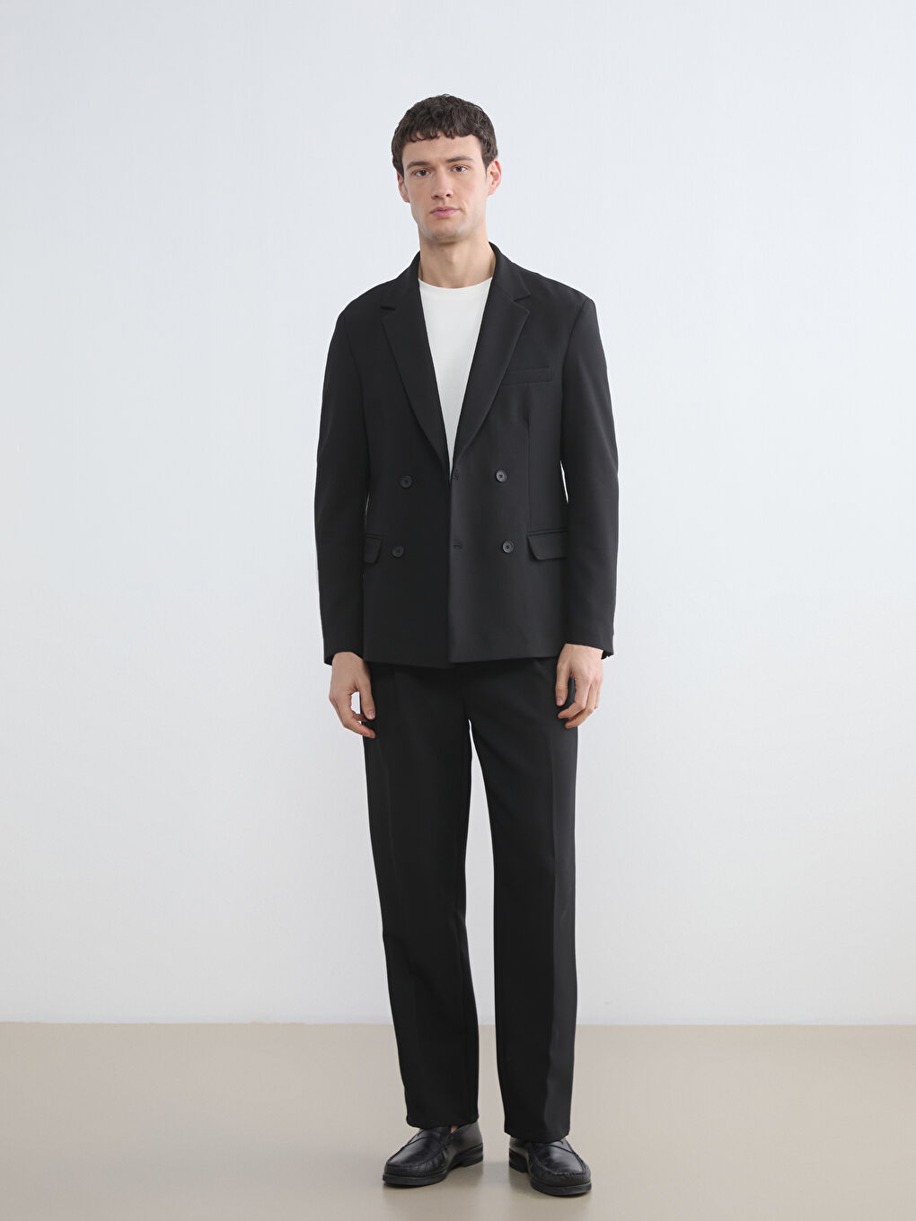 Siyah Standart Kalıp Erkek Blazer Ceket-1