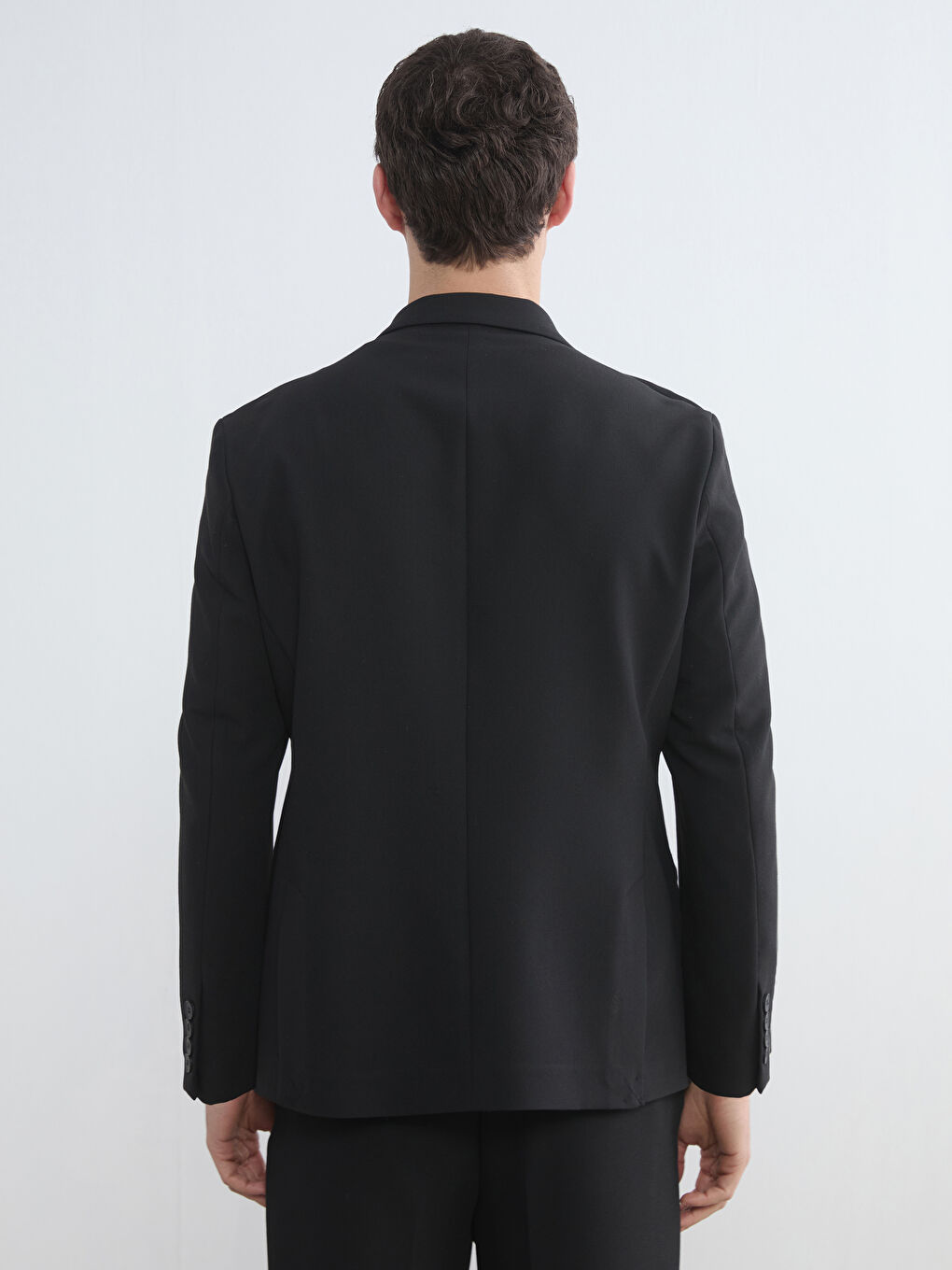 Siyah Standart Kalıp Erkek Blazer Ceket-4