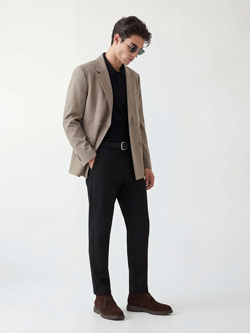 Bej Standart Kalıp Erkek Blazer Ceket