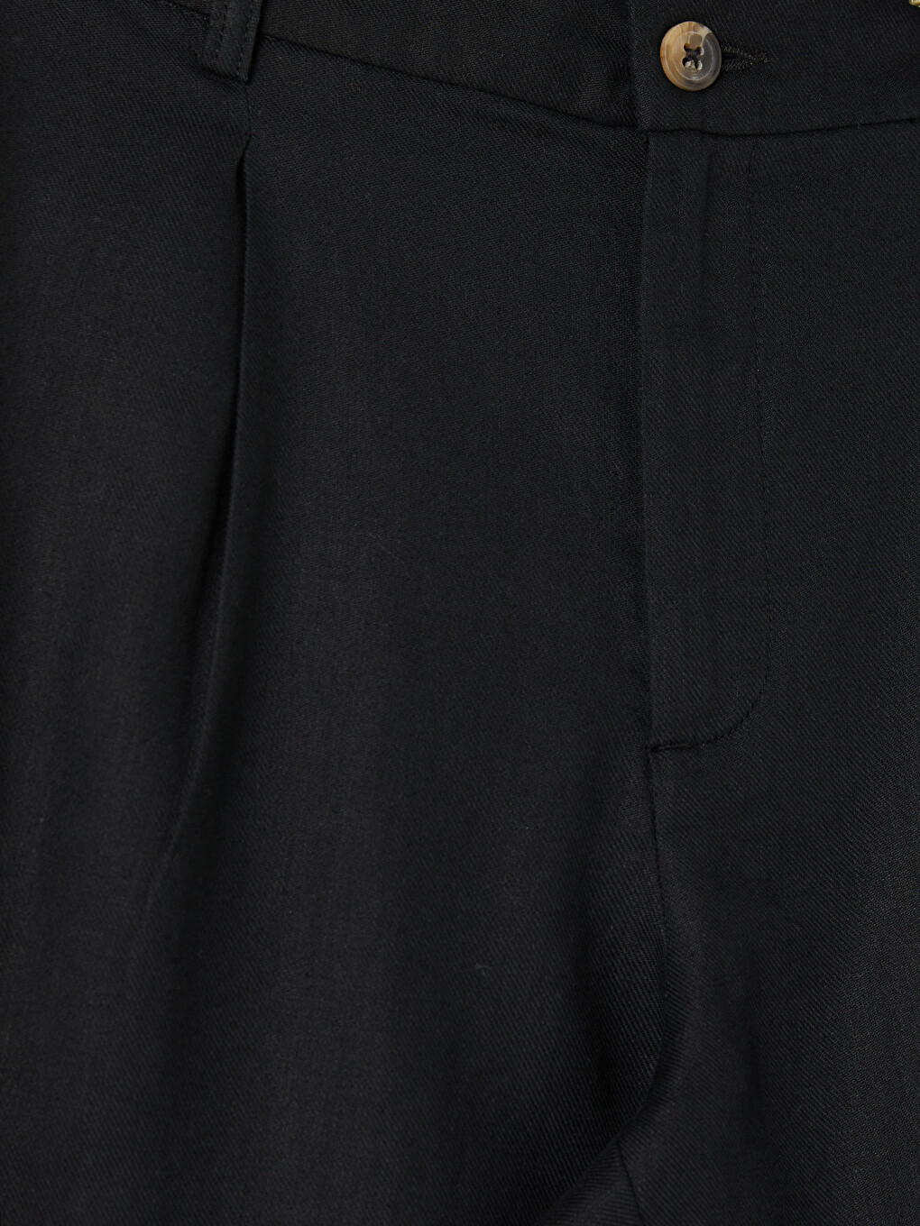 Pleated Linen Blend Men's Trousers-5