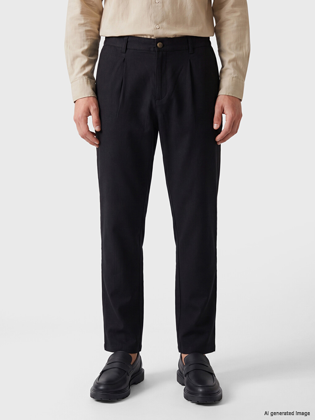 Pleated Linen Blend Men's Trousers-1
