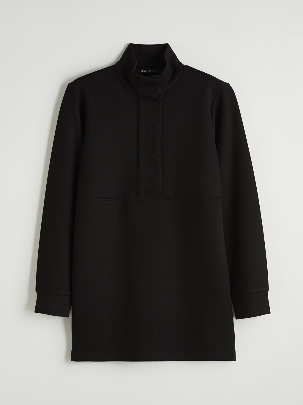 Siyah Dik Yaka Soft Touch Kadın Sweatshirt Tunik