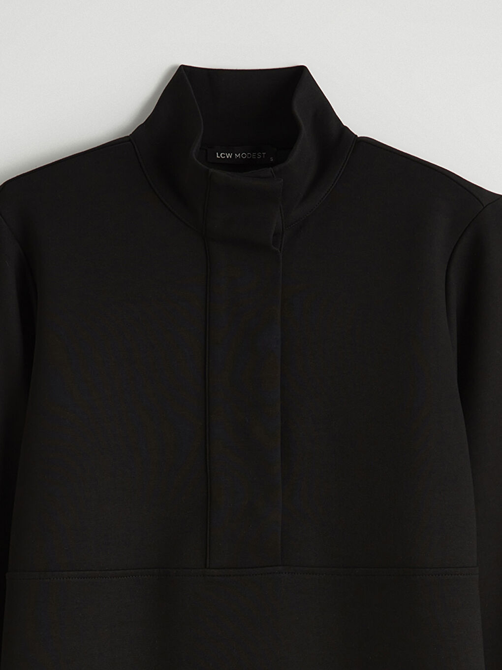 Siyah Dik Yaka Soft Touch Kadın Sweatshirt Tunik-1