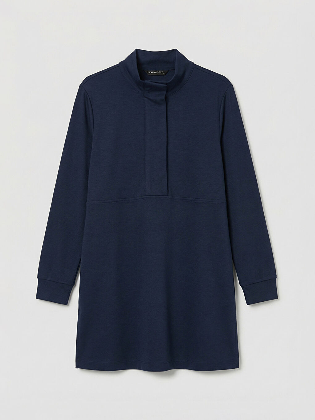 Lacivert Dik Yaka Soft Touch Kadın Sweatshirt Tunik