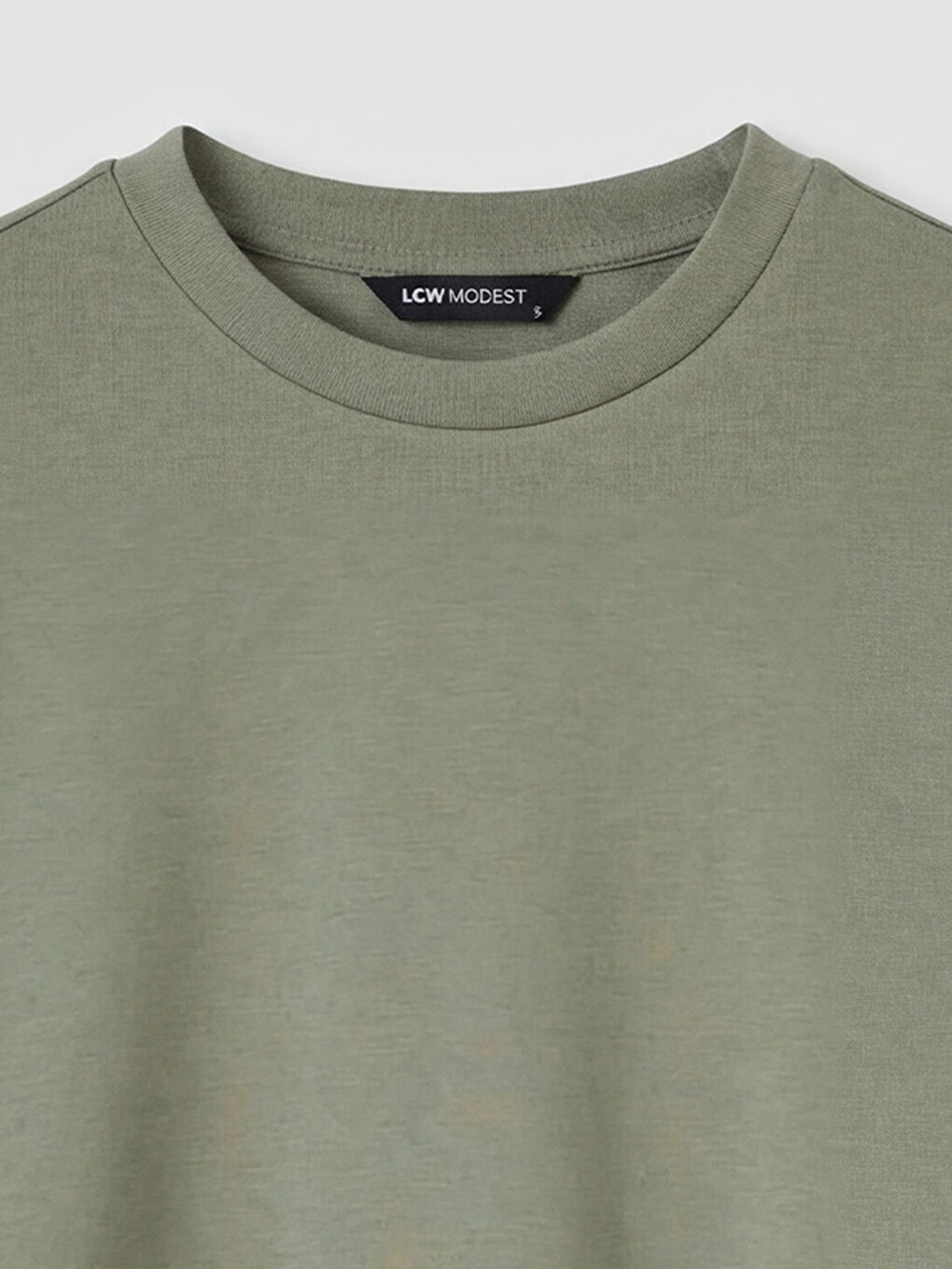 Yeşil Bisiklet Yaka Gömlek Detaylı Kadın Sweatshirt Tunik-2