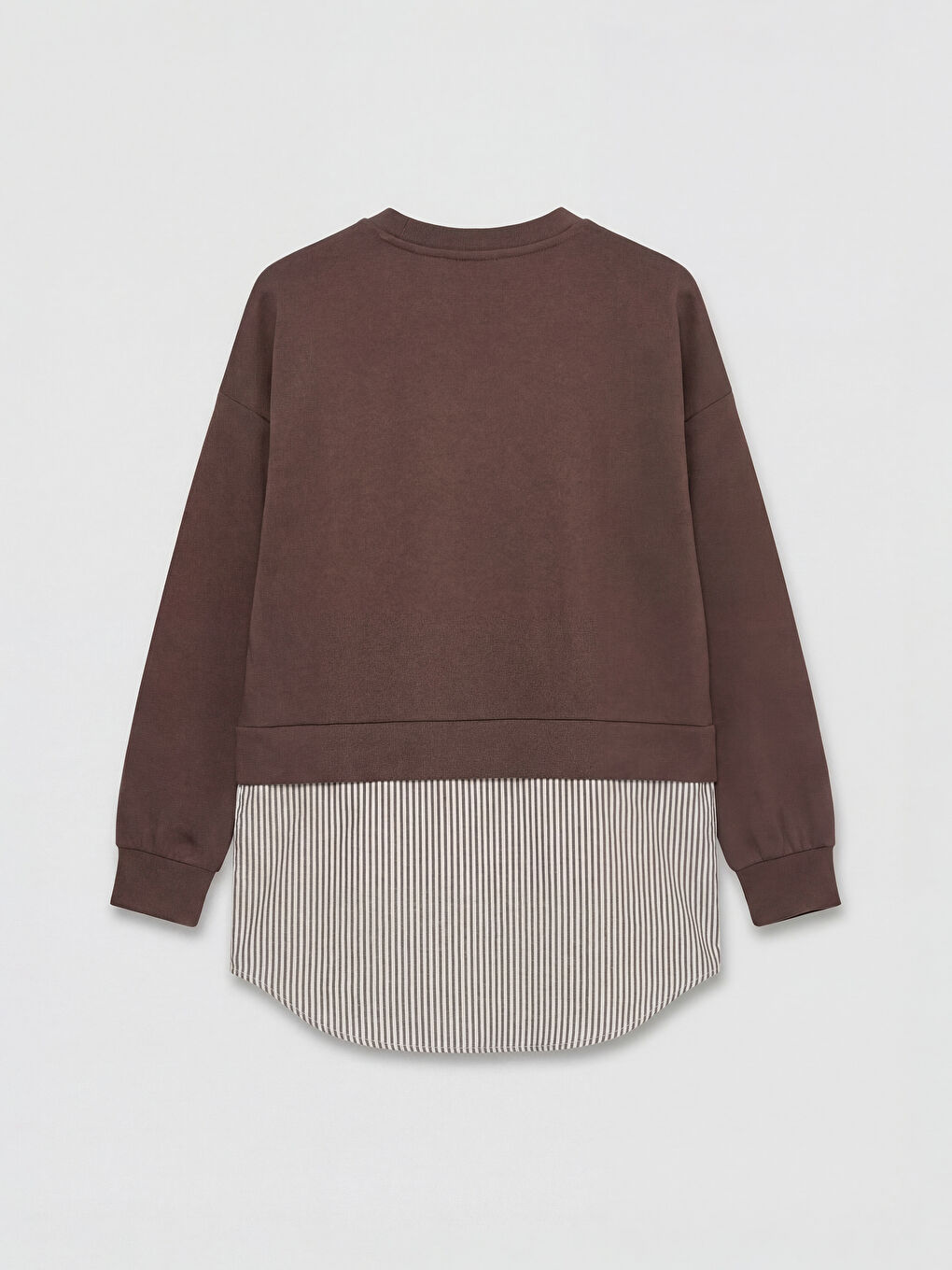 Kahverengi Gömlek Detaylı Kadın Sweatshirt Tunik-1