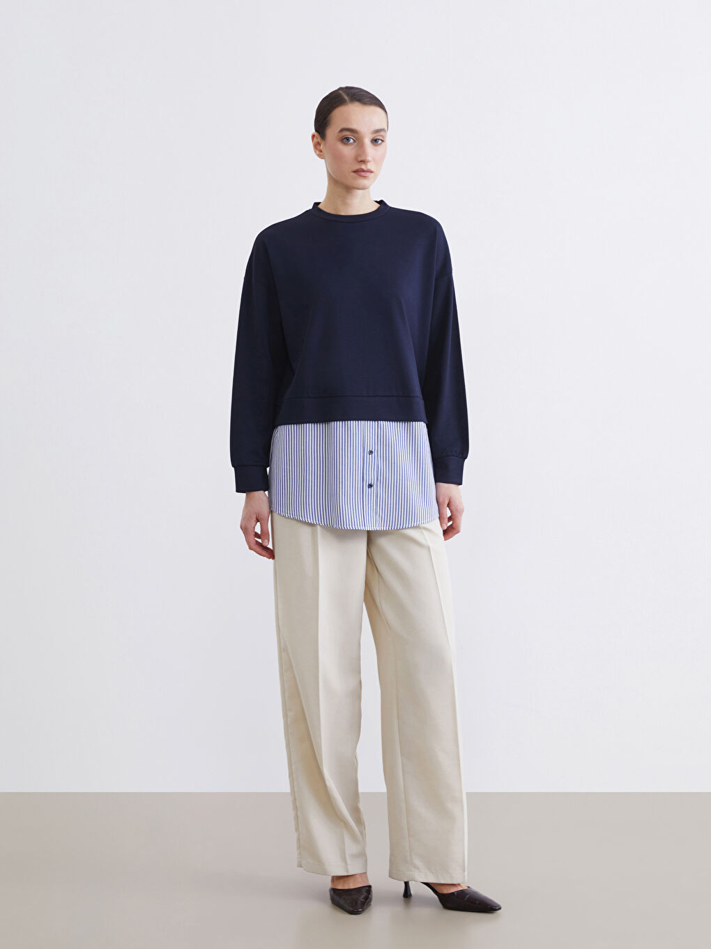 تونيك كنزة رياضية كحلي امرأة-1