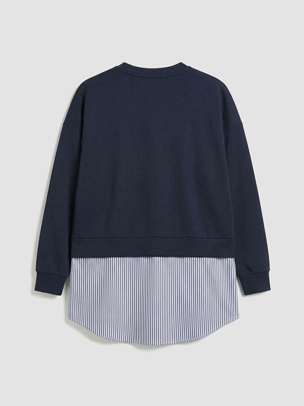 Lacivert Gömlek Detaylı Kadın Sweatshirt Tunik	-1